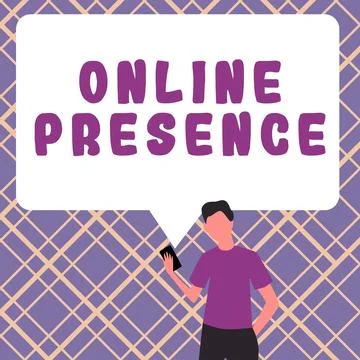 Text caption presenting Online Presence. Word Written on existence of someone 库存插图