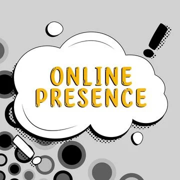 Text caption presenting Online Presence. Concept meaning existence of someone 库存插图