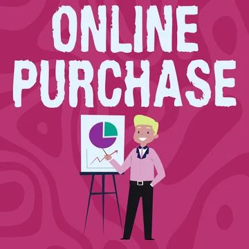 Text caption presenting Online Purchase. Conceptual photo Purchases electronic 스톡 일러스트