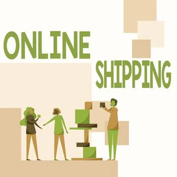 Text caption presenting Online Shipping. Conceptual photo the act or manner of Illustration