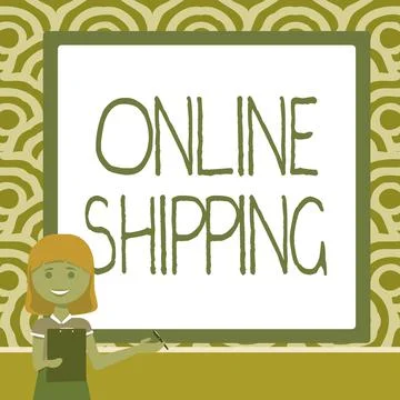 Text caption presenting Online Shipping. Internet Concept the act or manner of イラスト素材