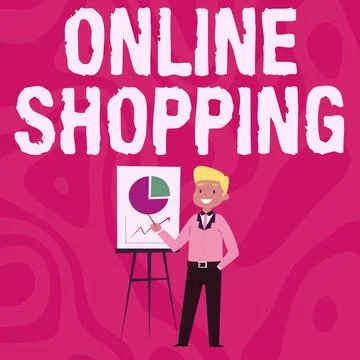 Text caption presenting Online Shopping. Internet Concept consumers directly buy Stock Illustration