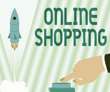 Text caption presenting Online Shopping. Conceptual photo allows consumers to 스톡 일러스트