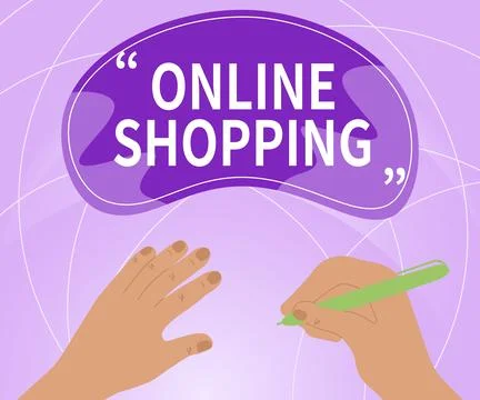 Text caption presenting Online Shopping. Business showcase allows consumers to イラスト素材