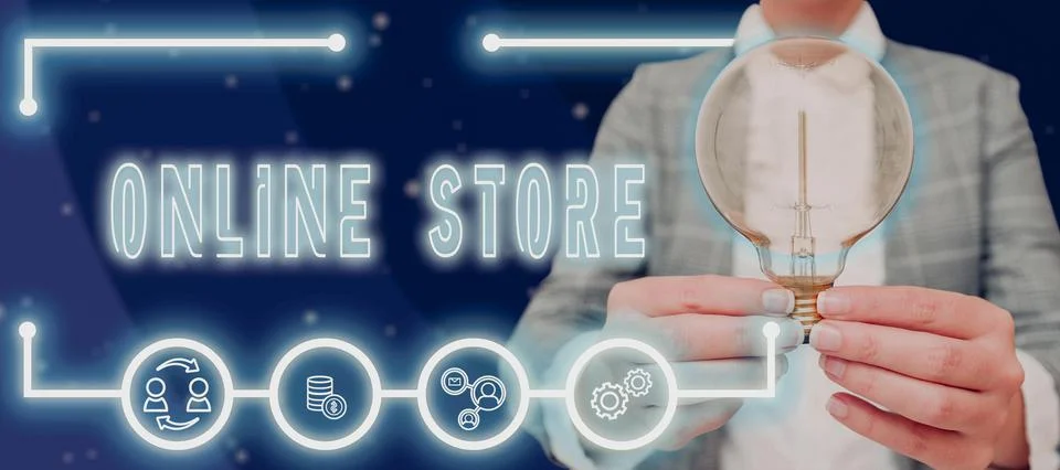 Text caption presenting Online Store. Business overview A website that offers Foto stock