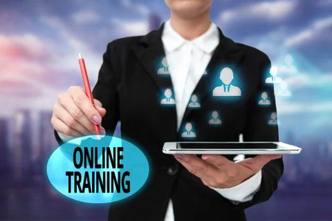Text caption presenting Online Training. Internet Concept Computer based Stock Photos