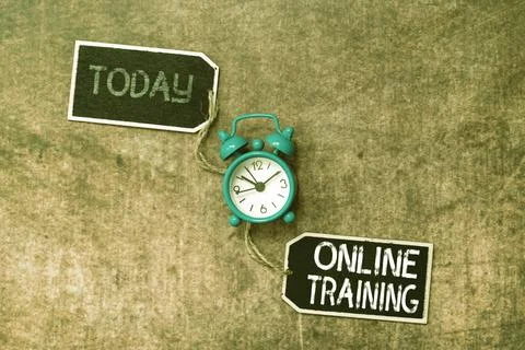 Text caption presenting Online Training. Concept meaning Take the education Fotos de archivo