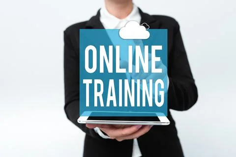 Text caption presenting Online Training. Concept meaning Take the education 스톡 사진