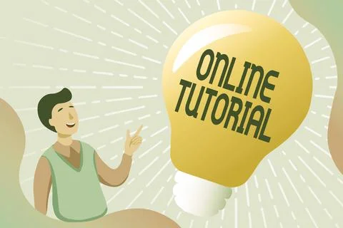 Text caption presenting Online Tutorial. Business concept process of tutoring in Illustrazione stock