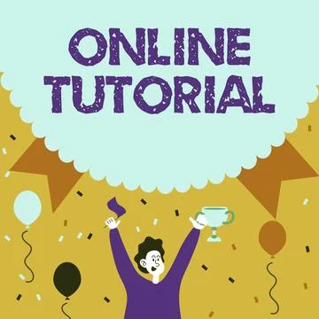 Text caption presenting Online Tutorial. Business approach process of tutoring Illustrazione stock