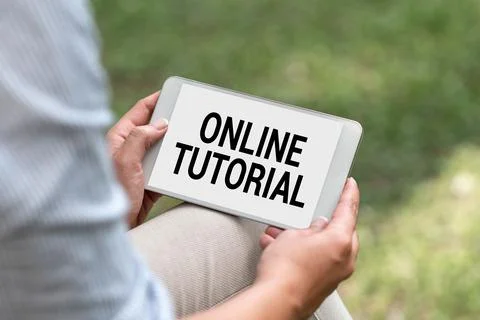 Text caption presenting Online Tutorial. Business idea process of tutoring in an Fotos de archivo