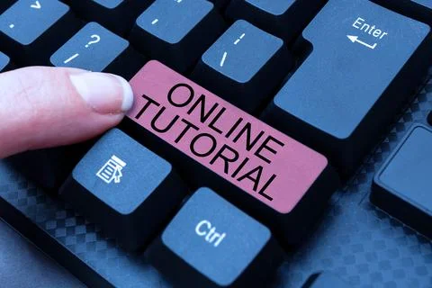 Text caption presenting Online Tutorial. Business showcase process of tutoring 库存照片
