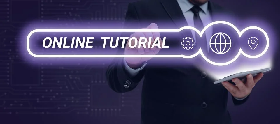 Text caption presenting Online Tutorial, Business showcase process of tutorin Foto stock