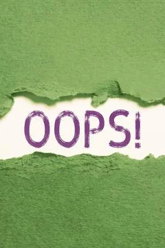 Text caption presenting Oops. Word for used to show recognition of mistake or Fotos de archivo