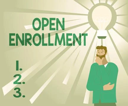 Text caption presenting Open Enrollment. Word for The yearly period when showing Stock-Illustration