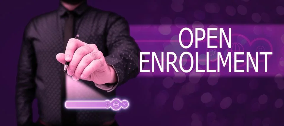 Text caption presenting Open Enrollment. Business concept The yearly period when Stock Photos
