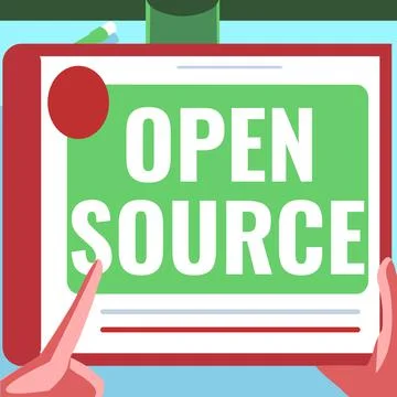 Text caption presenting Open Source. Business overview contains the source code Stock Illustration