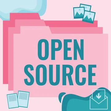 Text caption presenting Open Source. Internet Concept denoting software which Stock Illustration