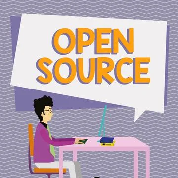Text caption presenting Open Source. Internet Concept denoting software which Stock Illustration