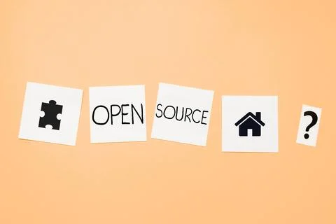 Text caption presenting Open Source. Business overview denoting software which Stockfoto's