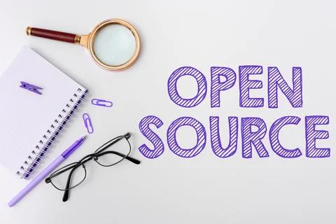 Text caption presenting Open Source. Internet Concept denoting software which Foto stock