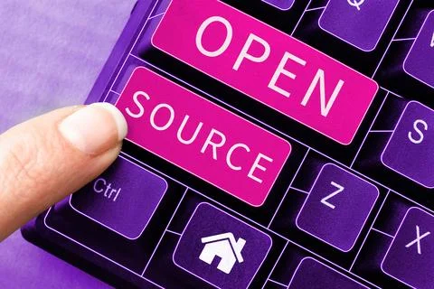 Text caption presenting Open Source. Business approach denoting software which Foto stock