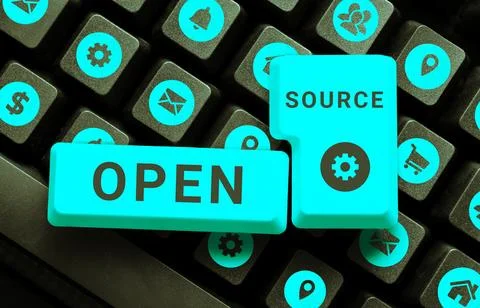 Text caption presenting Open Source. Business showcase denoting software which Stockfoto's