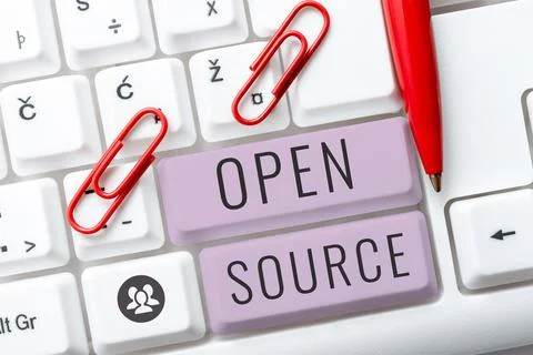 Text caption presenting Open Source. Business overview denoting software which Stockfoto's