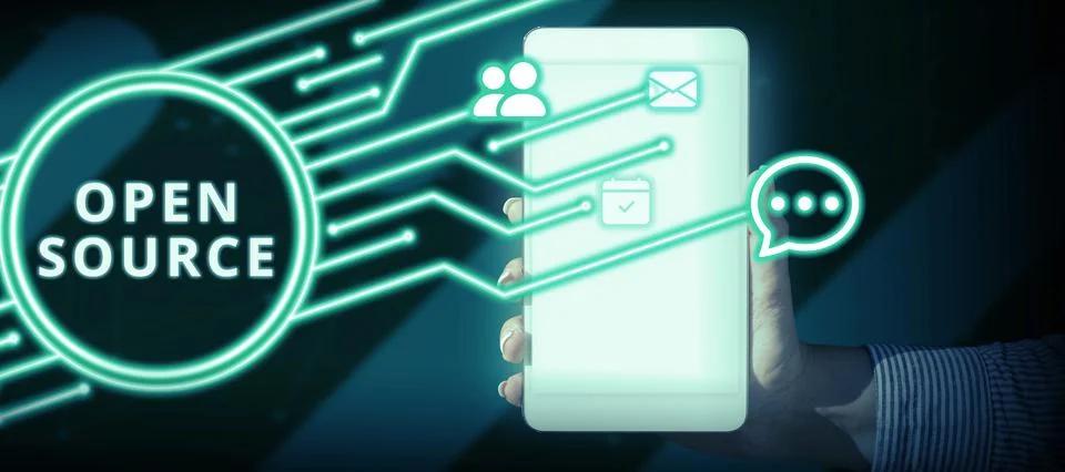 Text caption presenting Open Source. Conceptual photo denoting software which Stockfoto's