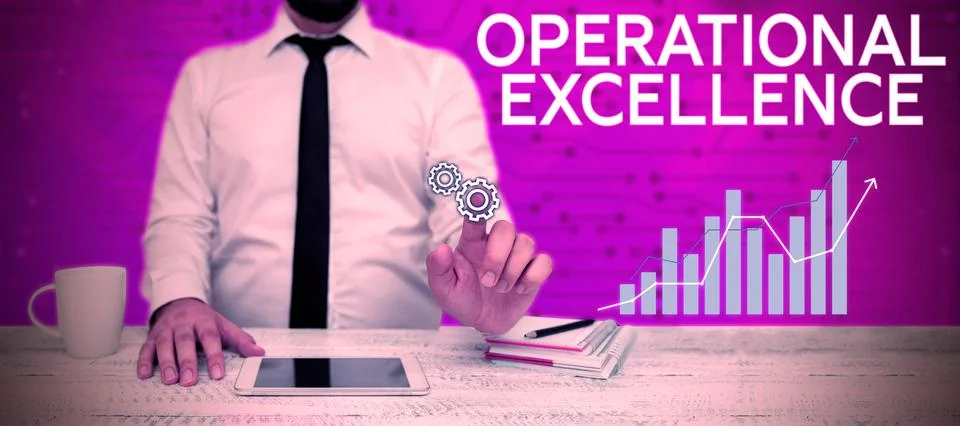 Text caption presenting Operational Excellence. Business showcase software that Foto stock
