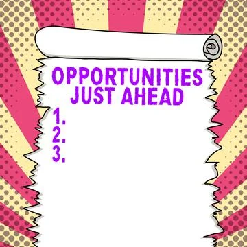 Text caption presenting Opportunities Just Ahead. Business showcase set of Stock Illustration