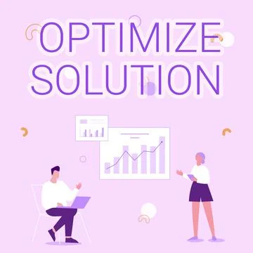 Text caption presenting Optimize Solution. Business showcase process of finding Stockillustratie