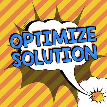 Text caption presenting Optimize Solution. Word for process of finding the イラスト素材