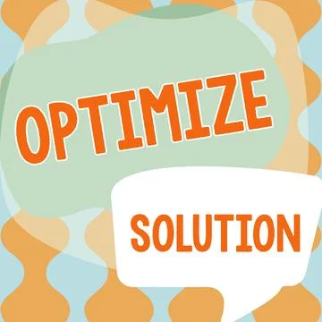 Text caption presenting Optimize Solution. Word for process of finding the Illustrazione stock