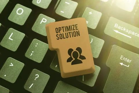 Text caption presenting Optimize Solution. Word Written on process of finding 스톡 사진