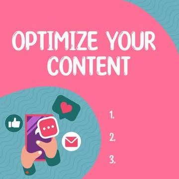Text caption presenting Optimize Your Content. Business overview process of Stock Illustration