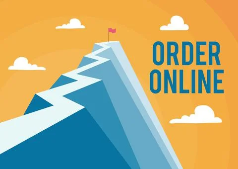 Text caption presenting Order Online. Business overview Buying goods and Stock Illustration