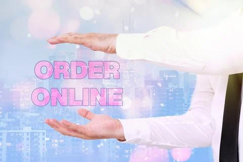 Text caption presenting Order Online. Concept meaning Buying goods and services Stock Photos