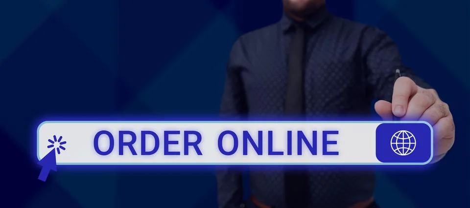 Text caption presenting Order Online. Concept meaning Buying goods and services Foto stock
