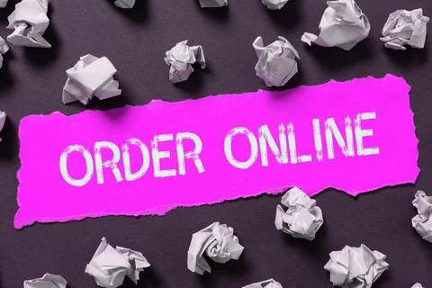Text caption presenting Order Online. Business idea Buying goods and services Foto stock