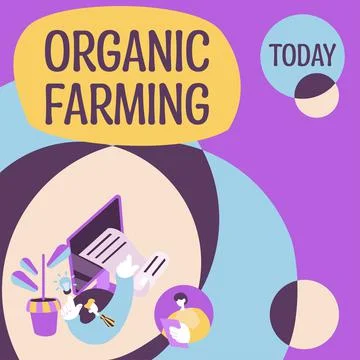 Text caption presenting Organic Farming. Concept meaning agricultural system  Stock Illustration