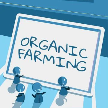 Text caption presenting Organic Farming. Word for agricultural system that use Stock Illustration