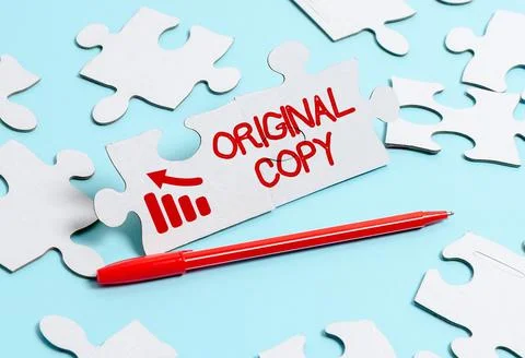 Text caption presenting Original Copy. Word Written on Main Script Unprinted 写真素材