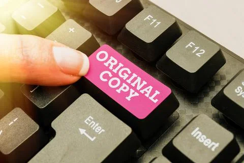 Text caption presenting Original Copy. Word for Main Script Unprinted Branded 스톡 사진