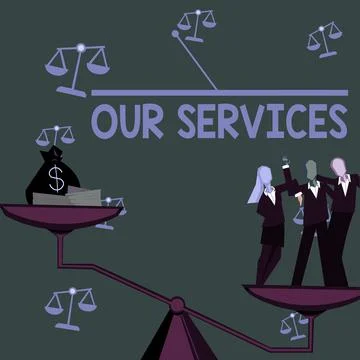 Text caption presenting Our Services. Concept meaning The occupation or function Ilustración de archivo