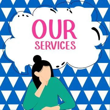 Text caption presenting Our Services. Business idea The occupation or function Stock Illustration