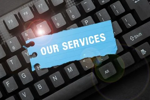 Text caption presenting Our Services. Concept meaning The occupation or function Foto stock