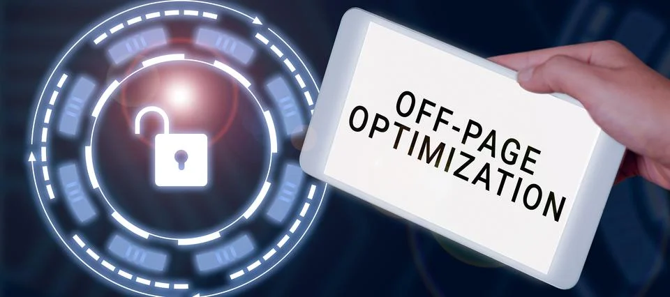 Text caption presenting Off Page Optimization, Business overview Website Exte Stock Photos