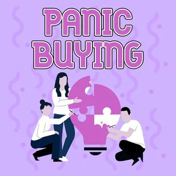 Text caption presenting Panic Buying. Business showcase buying large quantities Ilustración de archivo