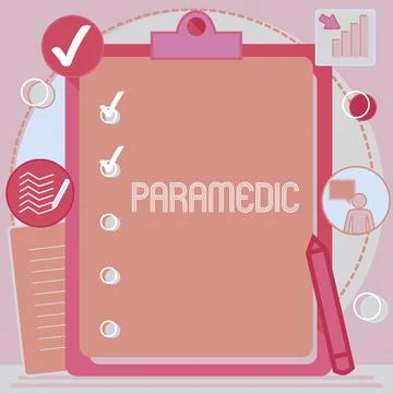 Text caption presenting Paramedic. Business idea a health worker having an Stock Illustration